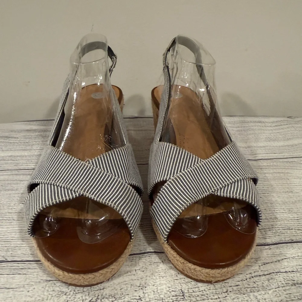 Circus by Sam Edelman Striped Espadrille Wedge Slingback Sandals Size 8.5